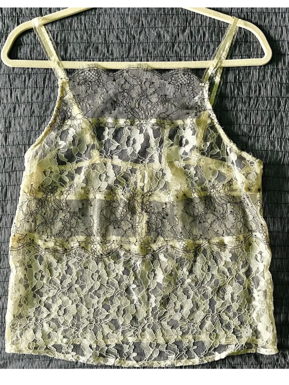 Anthropologie Sheer Mixed Lace Cami In Ivory Size S NWT